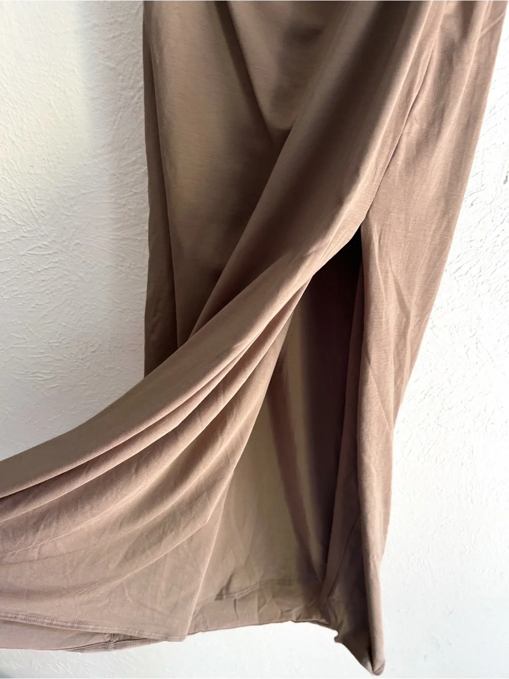 Abercrombie & Fitch Ava Knit Modal Blend Ruched Maxi Dress Taupe Small